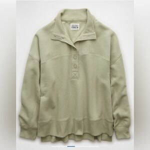 American Eagle Women’s Big Hug Henley Sweatshirt Color Green Size S